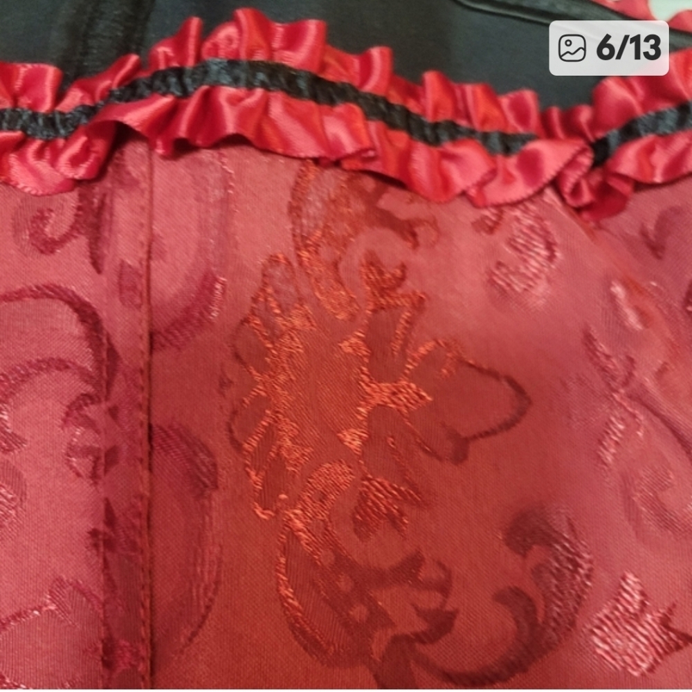 Zhituemi Women's Sexy Red and Black Floral Lace Corset Size 7X - Picture 5 of 12